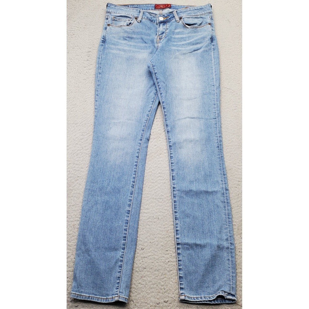 Lucky Brand Leyla Skinny Jeans Women 8/29 Blue Denim Regular Fit Faded Whiskered